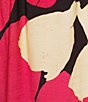 Color:Fuchsia - Image 4 - Woven Floral Print Elastic Waist Side Pocket Wide Leg Pants