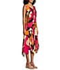 Color:Fuchsia - Image 3 - Woven Floral Print V-Neck Sleeveless Asymmetrical Hem A-Line Midi Dress