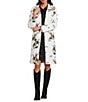 Ida Mae Home Linen Contrasting Print Interior Fold Down Collar Long Sleeve Jacket, Color:Light Beige - Image 1