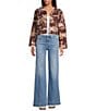 Ida Mae Home Western Print Cotton Blend Open Front Long Sleeve Cropped Jacket, Color:Rust/Copper - Image 3