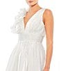 Color:White - Image 3 - Ieena for Mac Duggal Ruffle Shoulder Sleeveless V-Neck Fit and Flare Dress