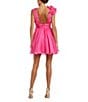 Mac Duggal Ieena for Mac Duggal Ruffle Shoulder Sleeveless V-Neck Fit and Flare Dress, Color:Hot Pink - Image 2