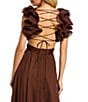 Mac Duggal Ieena Mac Duggal Chiffon V-Neck Sleeveless Cut-Out Strappy Back Detail Tiered Ruffle Hem Gown, Color:Chocolate - Image 4