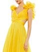 Color:Sunshine - Image 3 - Ieena Mac Duggal Chiffon V-Neck Sleeveless Cut-Out Strappy Back Detail Tiered Ruffle Hem Gown