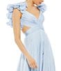 Mac Duggal Ieena Mac Duggal Chiffon V-Neck Sleeveless Cut-Out Strappy Back Detail Tiered Ruffle Hem Gown, Color:Powder Blue - Image 3