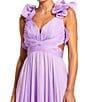 Mac Duggal Ieena Mac Duggal Chiffon V-Neck Sleeveless Cut-Out Strappy Back Detail Tiered Ruffle Hem Gown, Color:Lilac - Image 3