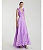 Mac Duggal Ieena Mac Duggal Chiffon V-Neck Sleeveless Cut-Out Strappy Back Detail Tiered Ruffle Hem Gown, Color:Lilac - Image 4