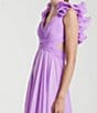 Mac Duggal Ieena Mac Duggal Chiffon V-Neck Sleeveless Cut-Out Strappy Back Detail Tiered Ruffle Hem Gown, Color:Lilac - Image 6