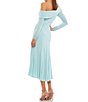Color:Powder Blue - Image 2 - Ieena for Mac Duggal Long Beaded Sleeve Asymmetrical One Shoulder Thigh High Slit Midi Dress