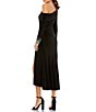 Color:Black - Image 2 - Ieena for Mac Duggal Long Beaded Sleeve Asymmetrical One Shoulder Thigh High Slit Midi Dress