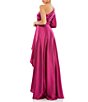 Color:Berry - Image 2 - Ieena for Mac Duggal One Shoulder Long Sleeve High-Low Asymmetrical Gown