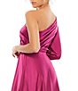Color:Berry - Image 4 - Ieena for Mac Duggal One Shoulder Long Sleeve High-Low Asymmetrical Gown