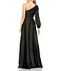 Color:Black - Image 2 - Ieena for Mac Duggal One Shoulder Asymmetrical Neckline Long Sleeve High-Low Dress