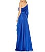 Mac Duggal Ieena for Mac Duggal One Shoulder Asymmetrical Neckline Long Sleeve High-Low Dress, Color:Cobalt - Image 2