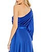 Mac Duggal Ieena for Mac Duggal One Shoulder Asymmetrical Neckline Long Sleeve High-Low Dress, Color:Cobalt - Image 4