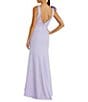 Mac Duggal Ieena for Mac Duggal Plunging V-Neck Bow Shoulder Sleeveless Low Back Detail A-line Dress, Color:Lilac - Image 2