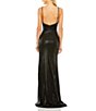 Mac Duggal Ieena for Mac Duggal Plunging Surplice V-Neck Sleeveless Open Back Detail Sheath Gown, Color:Black - Image 2