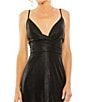 Mac Duggal Ieena for Mac Duggal Plunging Surplice V-Neck Sleeveless Open Back Detail Sheath Gown, Color:Black - Image 3
