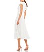 Color:White - Image 2 - Ieena for Mac Duggal Deep V-Neck Cap Sleeve Belted Pleated A-Line Midi Dress
