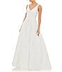 Color:White - Image 1 - Ieena for Mac Duggal V-Neck Lined Pocketed Sleeveless Ball Gown