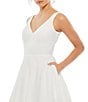 Color:White - Image 3 - Ieena for Mac Duggal V-Neck Lined Pocketed Sleeveless Ball Gown