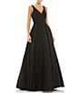 Color:Black - Image 1 - Ieena for Mac Duggal V-Neck Lined Pocketed Sleeveless Ball Gown