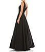 Color:Black - Image 2 - Ieena for Mac Duggal V-Neck Lined Pocketed Sleeveless Ball Gown