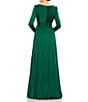 Color:Emerald - Image 2 - Surplice V-Neck 3/4 Sleeve Pleated A-Line Gown