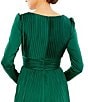 Color:Emerald - Image 4 - Surplice V-Neck 3/4 Sleeve Pleated A-Line Gown