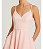 Color:Blush - Image 3 - Ieena for Mac Duggal V-Neck Sleeveless A-Line Fully Lined Ball Gown