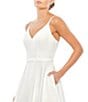 Color:White - Image 3 - Ieena for Mac Duggal V-Neck Sleeveless A-Line Fully Lined Ball Gown