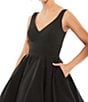 Color:Black - Image 3 - Ieena for Mac Duggal V-Neck Sleeveless A-Line Cocktail Dress