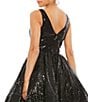 Color:Noir Sequins - Image 4 - Ieena for Mac Duggal V-Neck Sleeveless Fit and Flare Sequin Cocktail Dress