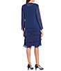 Color:Eclipse - Image 2 - Beaded Sequin Scoop Neck 3/4 Sleeve 2-Piece Tiered Jacket Dress