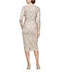 Color:Champagne - Image 2 - 3/4 Sleeve Square Neck Sequin Lace 2-Piece Jacket Dress
