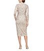 Ignite Evenings 3/4 Sleeve Square Neck Sequin Lace 2-Piece Jacket Midi Dress, Color:Champagne - Image 2