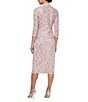 Color:Blush - Image 2 - 3/4 Sleeve Square Neck Sequin Lace 2-Piece Jacket Dress