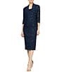 Ignite Evenings 3/4 Sleeve Square Neck Sequin Lace 2-Piece Jacket Midi Dress - Image 6