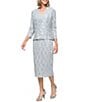 Ignite Evenings 3/4 Sleeve Square Neck Sequin Lace 2-Piece Jacket Midi Dress - Image 1