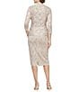 Ignite Evenings 3/4 Sleeve Square Neck Sequin Lace 2-Piece Jacket Midi Dress - Image 2