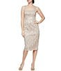 Ignite Evenings 3/4 Sleeve Square Neck Sequin Lace 2-Piece Jacket Midi Dress - Image 3