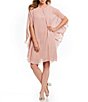 Color:Faded Rose - Image 1 - Long Cape Sleeve Beaded Keyhole Round Neck Capelet 2-Piece Jacket Dress