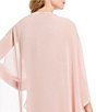 Color:Faded Rose - Image 5 - Long Cape Sleeve Beaded Keyhole Round Neck Capelet 2-Piece Jacket Dress