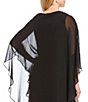 Color:Black - Image 5 - Long Cape Sleeve Beaded Keyhole Round Neck Capelet 2-Piece Jacket Dress