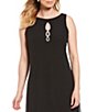 Color:Black - Image 6 - Long Cape Sleeve Beaded Keyhole Round Neck Capelet 2-Piece Jacket Dress
