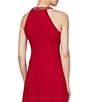 Color:Apple Red - Image 4 - Beaded Braid Sleeveless Halter Neck Chiffon Ruffle Front Dress