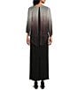 Color:Black/Silver - Image 2 - Beaded Ombre Popover 3/4 Sleeve Round Neck Gown