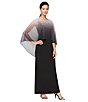 Color:Black/Silver - Image 3 - Beaded Ombre Popover 3/4 Sleeve Round Neck Gown