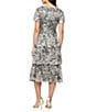 Ignite Evenings Bodre Flutter Sleeve Metallic Print Tiered Midi Dress, Color:Black Gold - Image 2