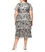 Ignite Evenings Bodre Flutter Sleeve Metallic Print Tiered Midi Dress, Color:Black Gold - Image 2
